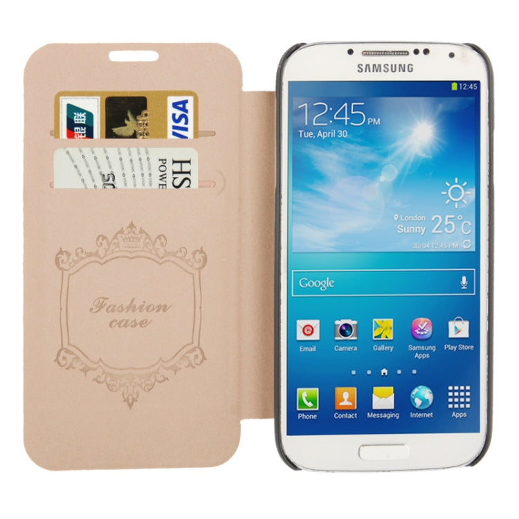Oracle Texture Embossing Pattern Leather Case with Credit Card Slots & Butterfly Holder for Galaxy S IV / i9500(White)