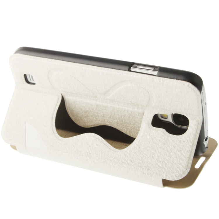 Oracle Texture Embossing Pattern Leather Case with Credit Card Slots & Butterfly Holder for Galaxy S IV / i9500(White)