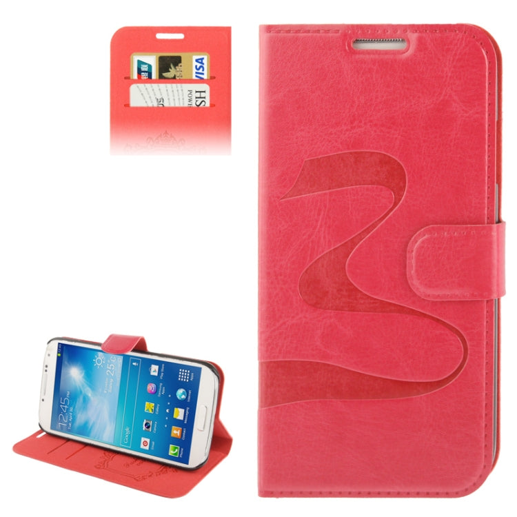 Fine Sheepskin Texture Embossing Pattern Leather Case with Credit Card Slots & Butterfly Holder for Galaxy S IV / i9500(Magenta)