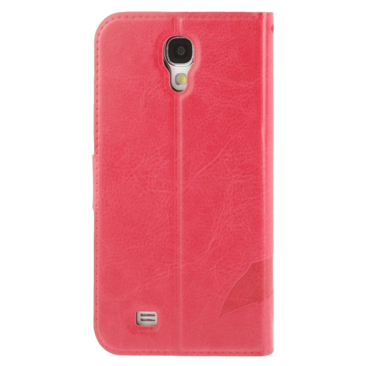 Fine Sheepskin Texture Embossing Pattern Leather Case with Credit Card Slots & Butterfly Holder for Galaxy S IV / i9500(Magenta)