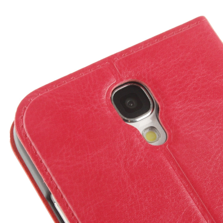 Fine Sheepskin Texture Embossing Pattern Leather Case with Credit Card Slots & Butterfly Holder for Galaxy S IV / i9500(Magenta)