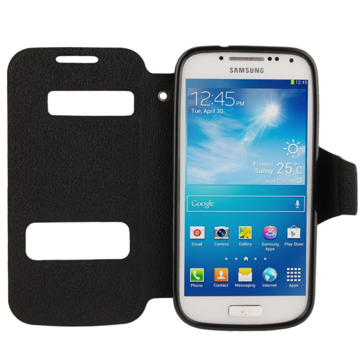 Pebble Texture Leather Case with Call Display ID & Holder for Galaxy S IV / i9500