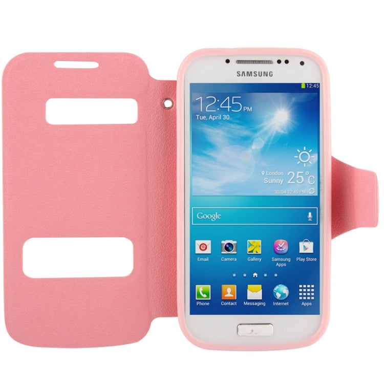 Pebble Texture Leather Case with Call Display ID & Holder for Galaxy S IV / i9500