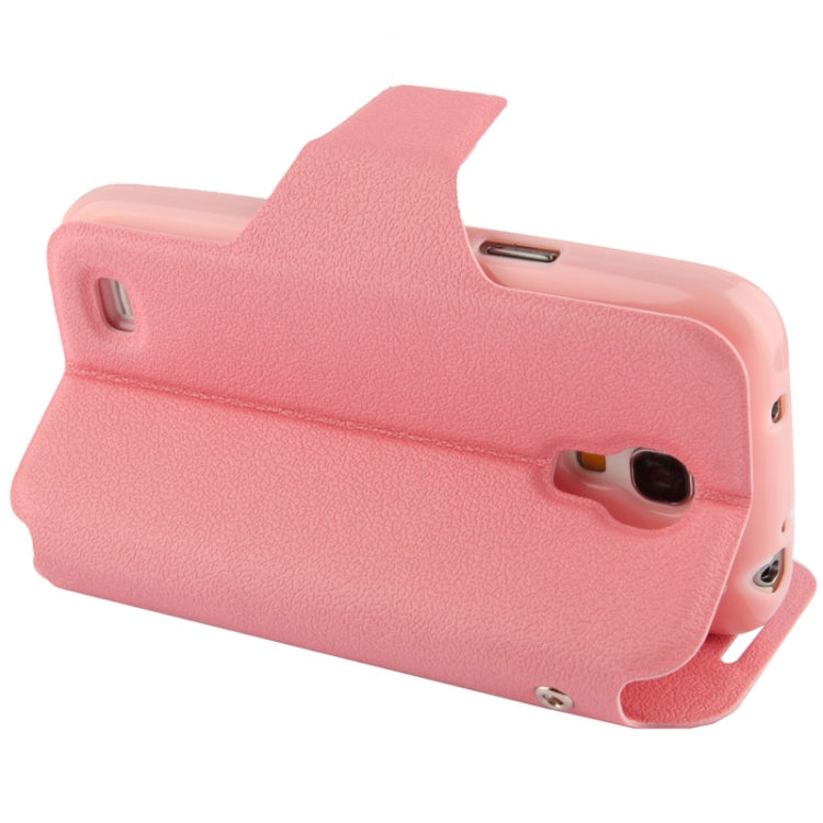 Pebble Texture Leather Case with Call Display ID & Holder for Galaxy S IV / i9500