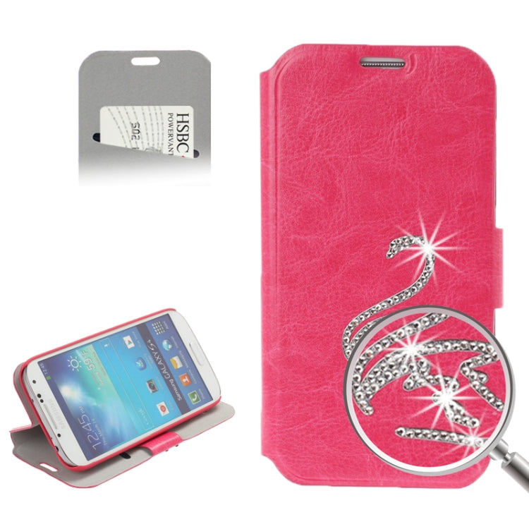 Diamond Encrusted Swan Pattern Flip Leather Case with Credit Card Slot & Holder for Galaxy S IV / i9500