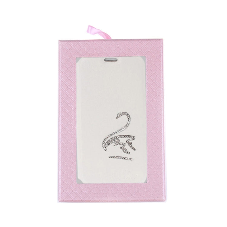 Diamond Encrusted Swan Pattern Flip Leather Case with Credit Card Slot & Holder for Galaxy S IV / i9500