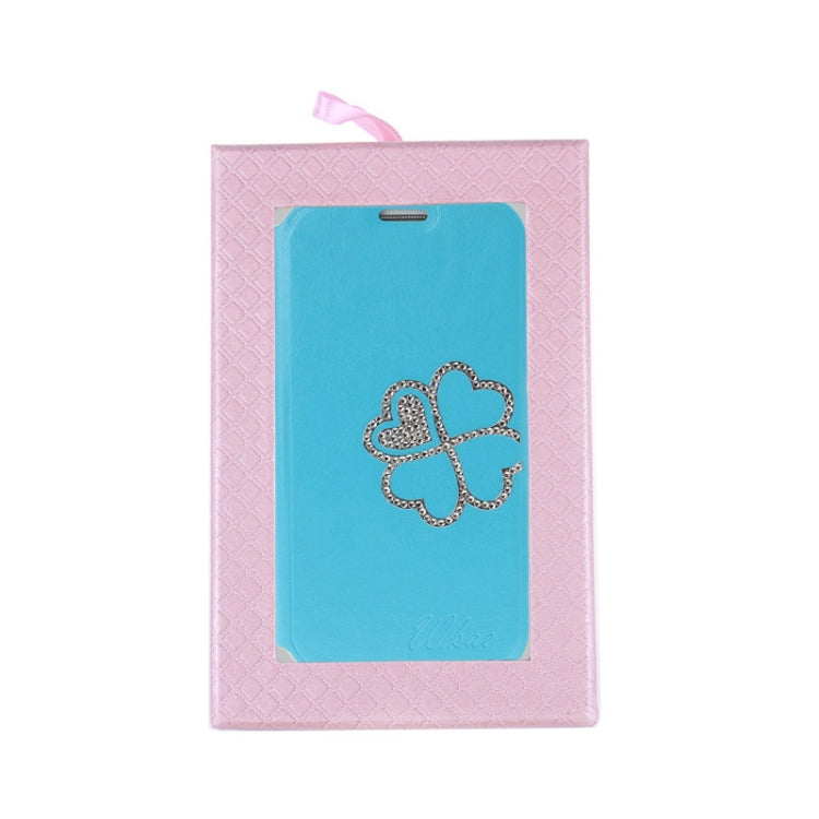 Diamond Encrusted Four Leaves Clover Pattern Flip Leather Case with Credit Card Slot & Holder for Galaxy S IV / i9500