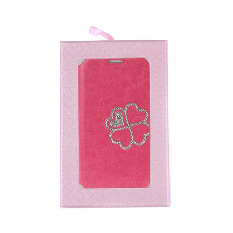 Diamond Encrusted Four Leaves Clover Pattern Flip Leather Case with Credit Card Slot & Holder for Galaxy S IV / i9500