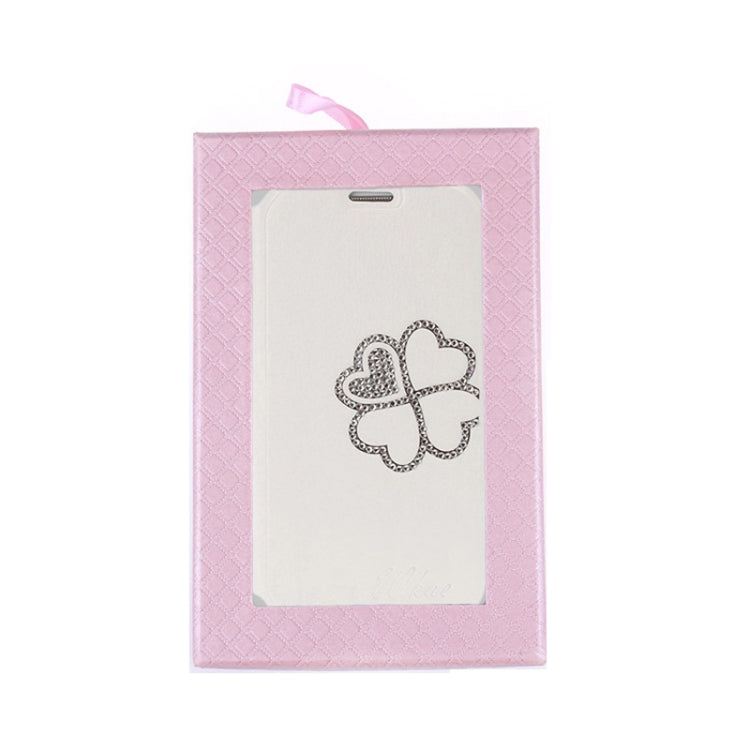 Diamond Encrusted Four Leaves Clover Pattern Flip Leather Case with Credit Card Slot & Holder for Galaxy S IV / i9500