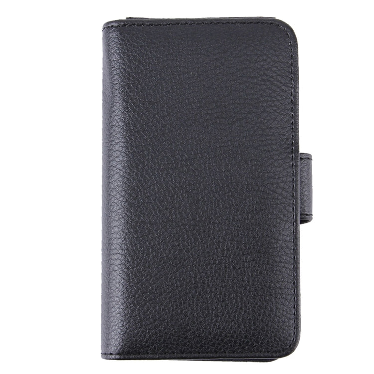 For Galaxy S IV / i9500 Litchi Texture Leather Case with Wallet & Lanyard(Black)