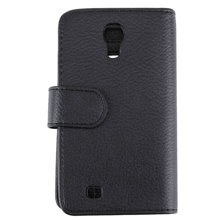 For Galaxy S IV / i9500 Litchi Texture Leather Case with Wallet & Lanyard(Black)