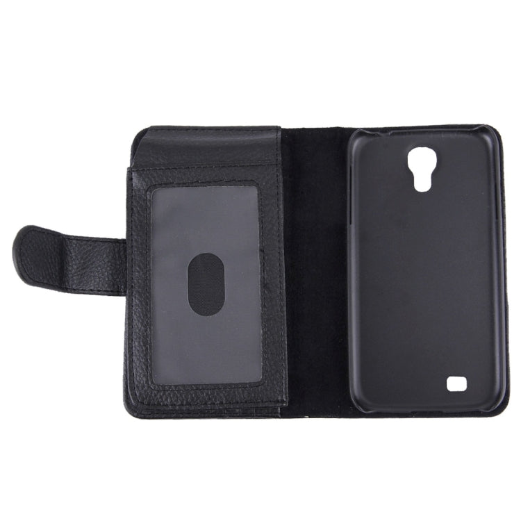 For Galaxy S IV / i9500 Litchi Texture Leather Case with Wallet & Lanyard(Black)