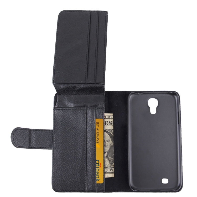 For Galaxy S IV / i9500 Litchi Texture Leather Case with Wallet & Lanyard(Black)