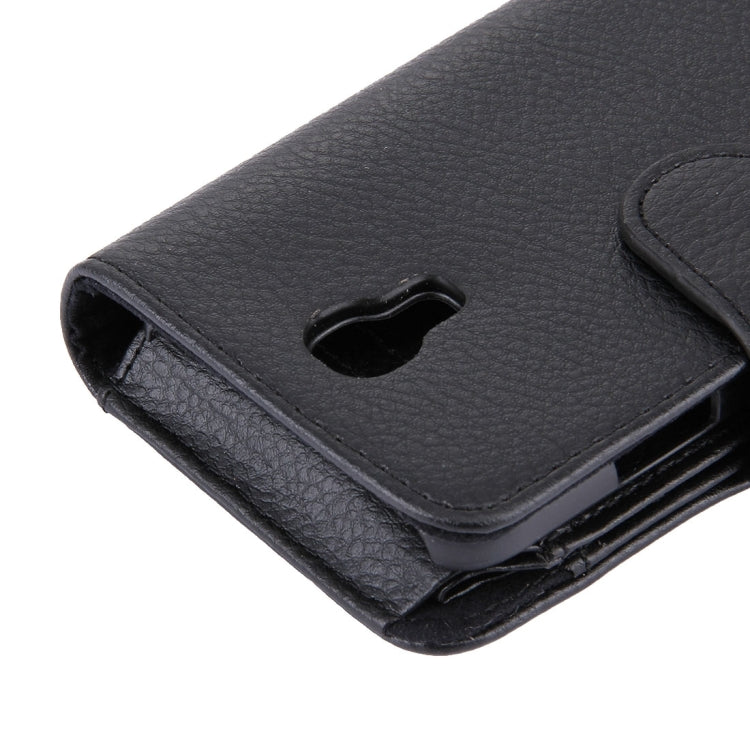 For Galaxy S IV / i9500 Litchi Texture Leather Case with Wallet & Lanyard(Black)