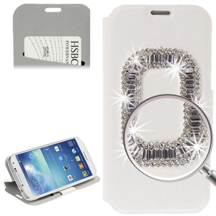 Annulus Style Diamond Encrusted Leather Case with Credit Card Slot & Holder for Galaxy S IV / i9500