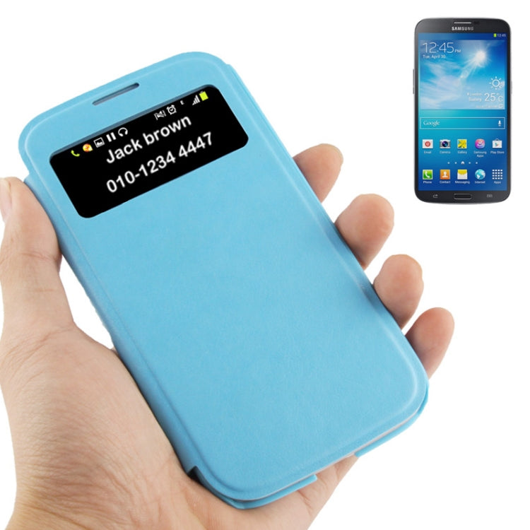 Cowhide Texture Flip Leather Case with Call Display ID for Galaxy S IV / i9500(Blue)