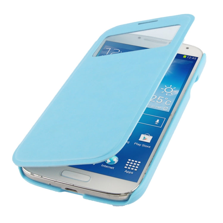 Cowhide Texture Flip Leather Case with Call Display ID for Galaxy S IV / i9500(Blue)