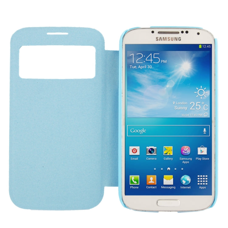 Cowhide Texture Flip Leather Case with Call Display ID for Galaxy S IV / i9500(Blue)