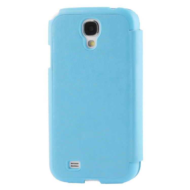 Cowhide Texture Flip Leather Case with Call Display ID for Galaxy S IV / i9500(Blue)