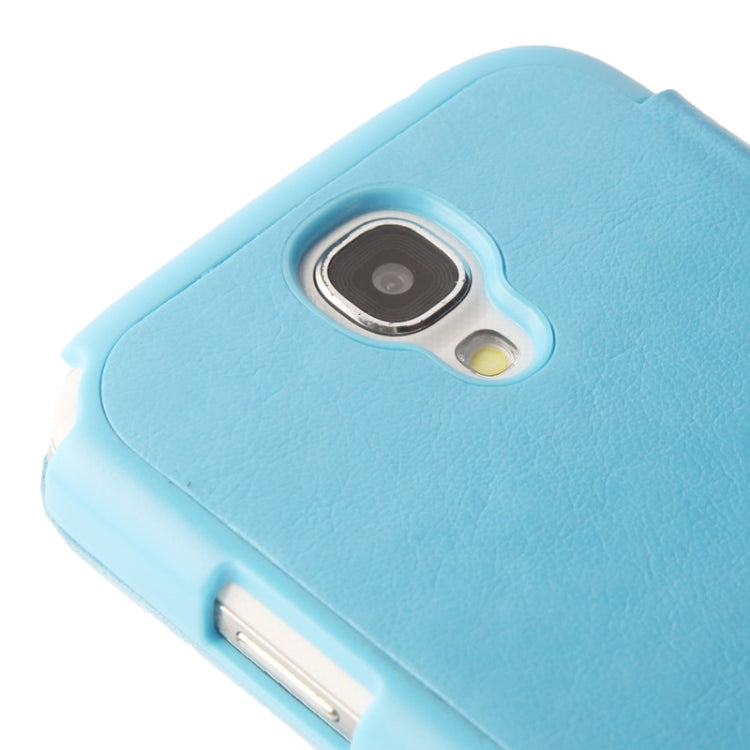 Cowhide Texture Flip Leather Case with Call Display ID for Galaxy S IV / i9500(Blue)