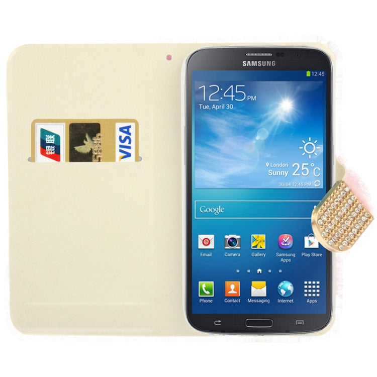 Diamond Encrusted Winter Warm Fur Leather Case with Credit Card Slot & Holder for Galaxy S IV / i9500