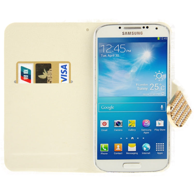 Diamond Encrusted Winter Warm Fur Leather Case with Credit Card Slot & Holder for Galaxy S IV / i9500