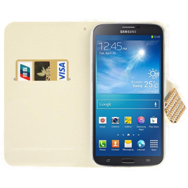 Diamond Encrusted Winter Warm Fur Leather Case with Credit Card Slot & Holder for Galaxy S IV / i9500