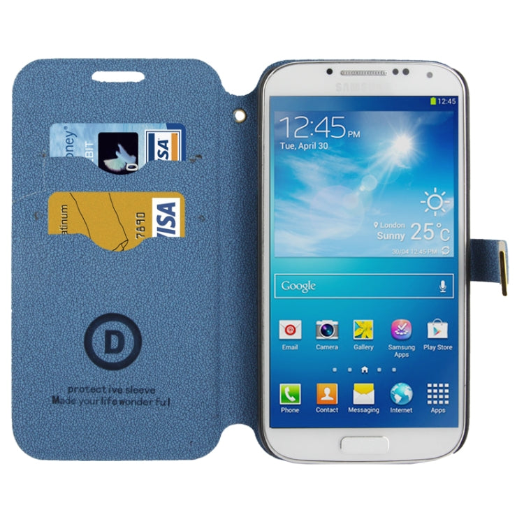 Gravel Texture Horizontal Flip Leather Case with Credit Card Slots & Holder for Galaxy S IV / i9500