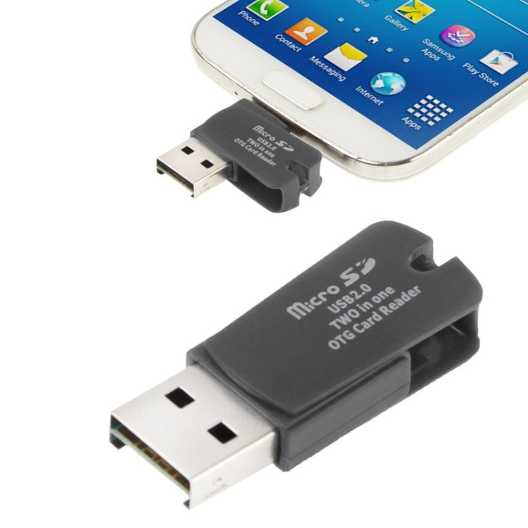 2 in 1 OTG USB 2.0 Flash Drive Micro SD OTG Reader, For Galaxy S IV / i9500 / i9300, Note III / N9000 / N7100 etc.