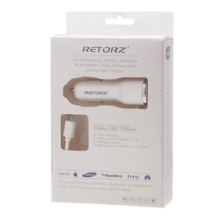 5V 2.1A Micro USB Car Charger with Spring Cable for Galaxy S6 / Note II / N7100 / N719 / S4 / S3, Length: 30cm-1m(White)