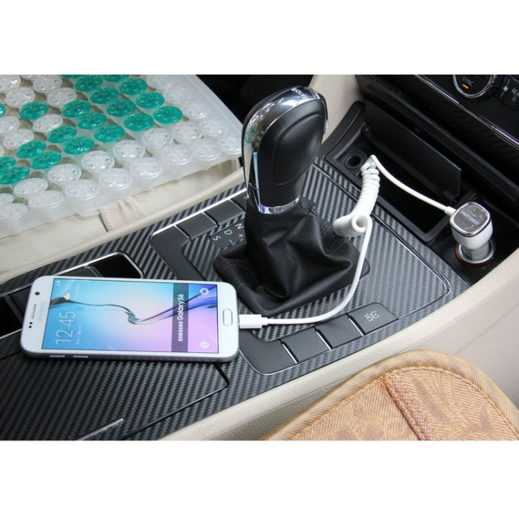 5V 2.1A Micro USB Car Charger with Spring Cable for Galaxy S6 / Note II / N7100 / N719 / S4 / S3, Length: 30cm-1m(White)