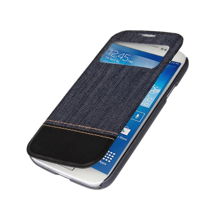 Jeans Style Flip Leather Case with Credit Card Slots & Call Display ID for Galaxy S IV / i9500