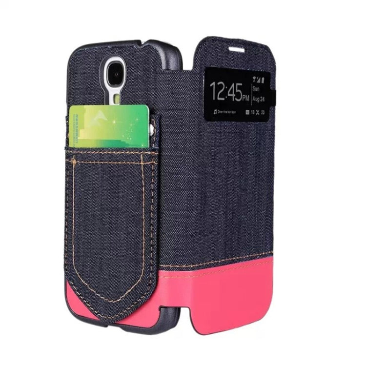 Jeans Style Flip Leather Case with Credit Card Slots & Call Display ID for Galaxy S IV / i9500