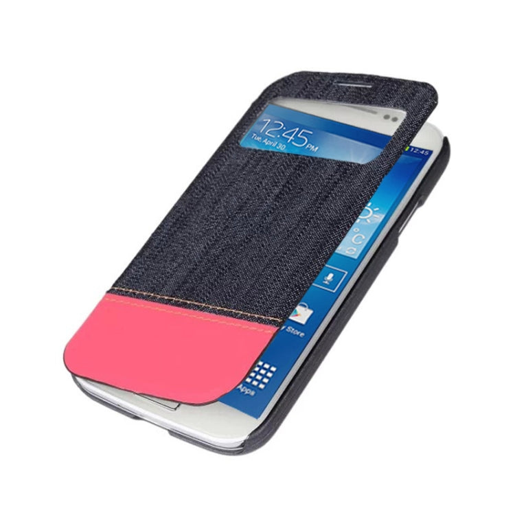 Jeans Style Flip Leather Case with Credit Card Slots & Call Display ID for Galaxy S IV / i9500