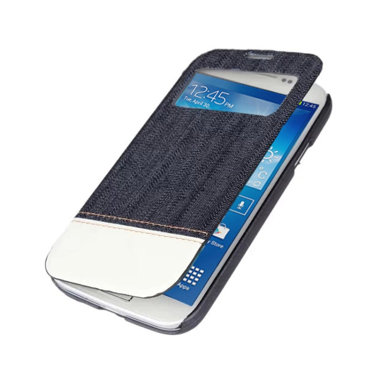 Jeans Style Flip Leather Case with Credit Card Slots & Call Display ID for Galaxy S IV / i9500