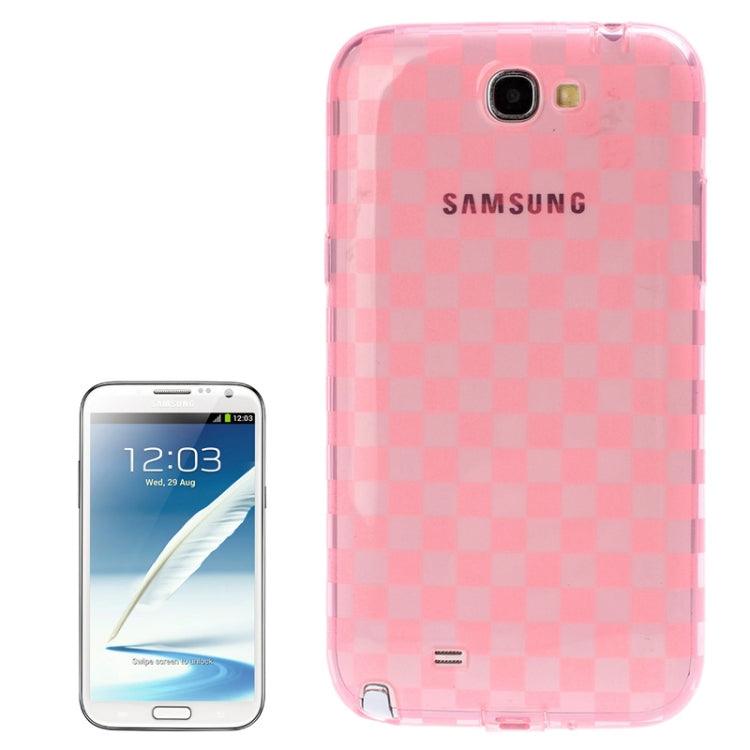 Grid Pattern Translucent TPU Protective Case with Anti-dust Plug for Galaxy Note II / N7100