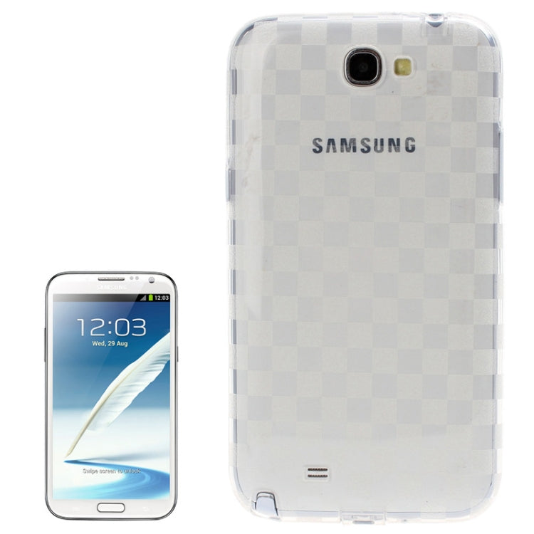 Grid Pattern Translucent TPU Protective Case with Anti-dust Plug for Galaxy Note II / N7100
