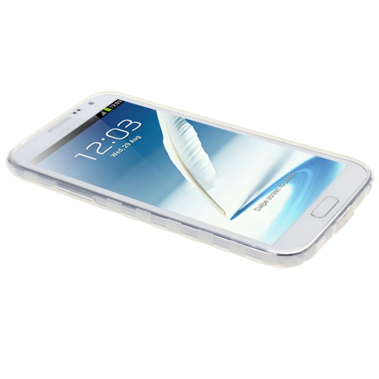 Grid Pattern Translucent TPU Protective Case with Anti-dust Plug for Galaxy Note II / N7100