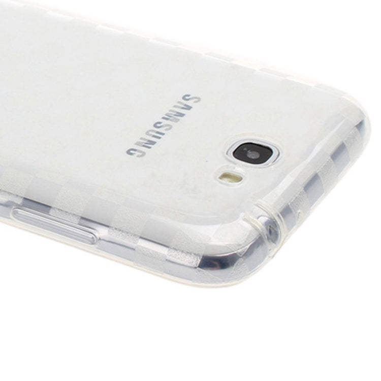 Grid Pattern Translucent TPU Protective Case with Anti-dust Plug for Galaxy Note II / N7100