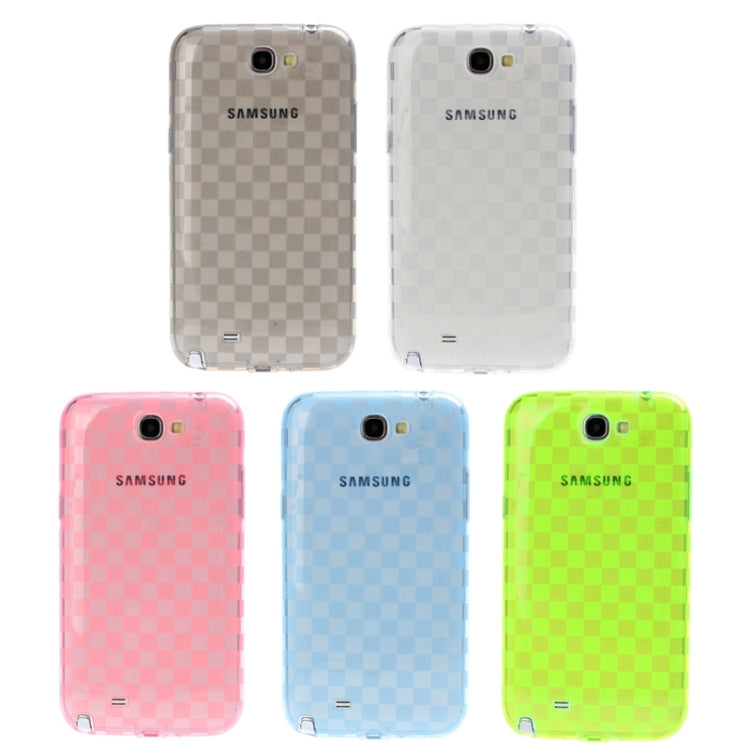 Grid Pattern Translucent TPU Protective Case with Anti-dust Plug for Galaxy Note II / N7100