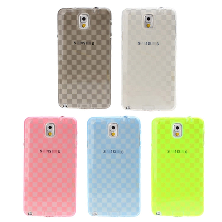 Grid Pattern Translucent TPU Protective Case with Anti-dust Plug for Galaxy Note III / N9000