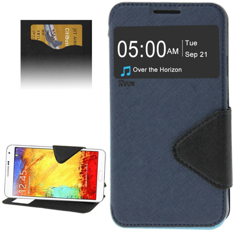 Roar Series Cross Texture Leather Case with Call Display ID & Credit Card Slots & Holder for Galaxy Note 3 Neo / N7505
