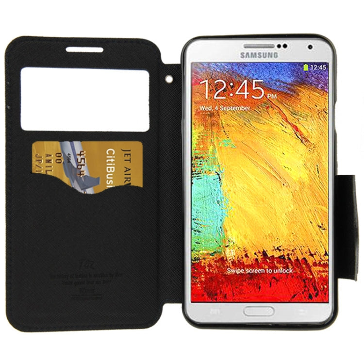 Roar Series Cross Texture Leather Case with Call Display ID & Credit Card Slots & Holder for Galaxy Note 3 Neo / N7505