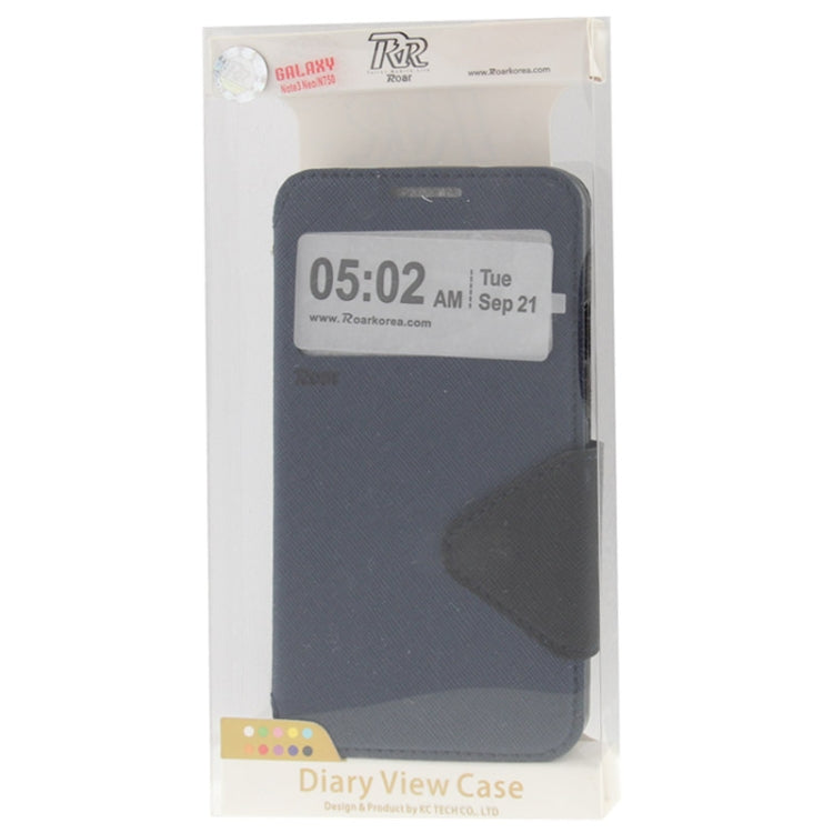 Roar Series Cross Texture Leather Case with Call Display ID & Credit Card Slots & Holder for Galaxy Note 3 Neo / N7505