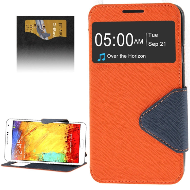 Roar Series Cross Texture Leather Case with Call Display ID & Credit Card Slots & Holder for Galaxy Note 3 Neo / N7505