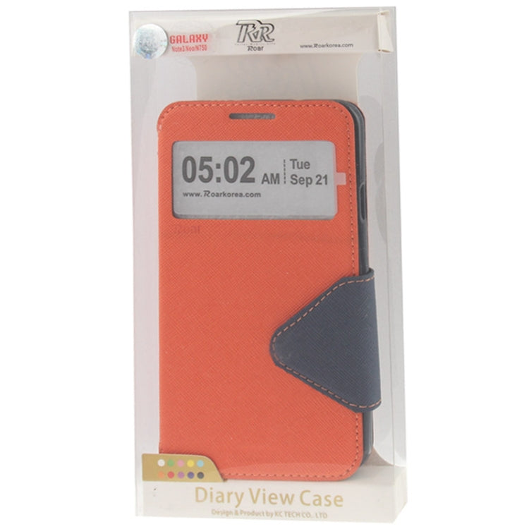 Roar Series Cross Texture Leather Case with Call Display ID & Credit Card Slots & Holder for Galaxy Note 3 Neo / N7505
