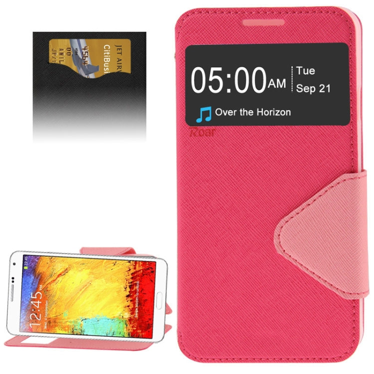 Roar Series Cross Texture Leather Case with Call Display ID & Credit Card Slots & Holder for Galaxy Note 3 Neo / N7505