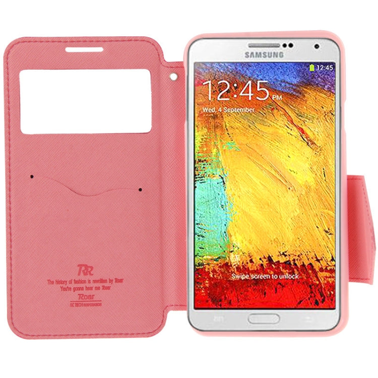 Roar Series Cross Texture Leather Case with Call Display ID & Credit Card Slots & Holder for Galaxy Note 3 Neo / N7505