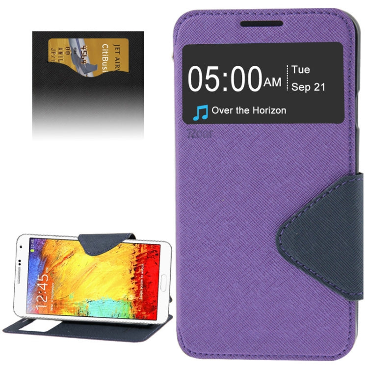 Roar Series Cross Texture Leather Case with Call Display ID & Credit Card Slots & Holder for Galaxy Note 3 Neo / N7505