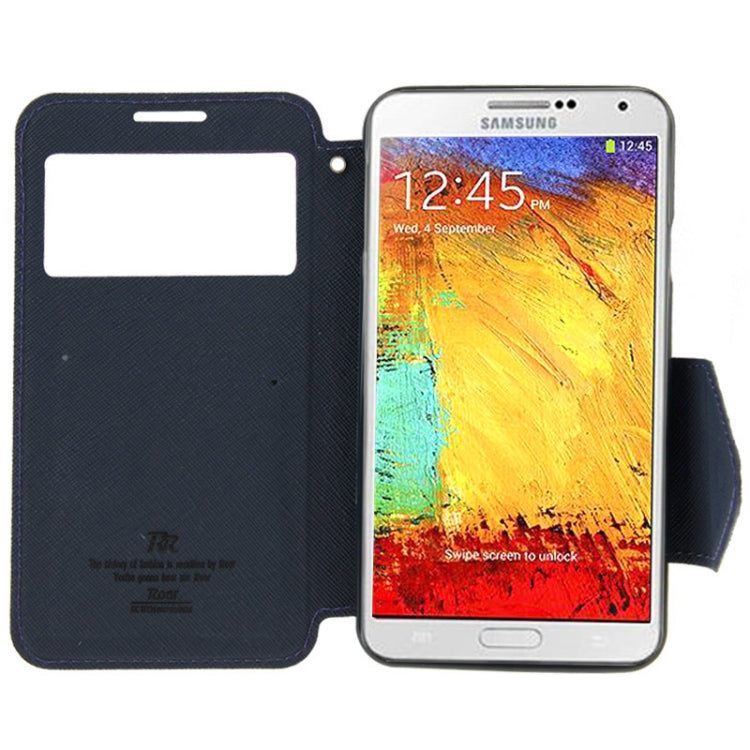 Roar Series Cross Texture Leather Case with Call Display ID & Credit Card Slots & Holder for Galaxy Note 3 Neo / N7505